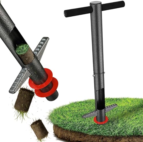 Bulb Planter & Sod Plugger - 34 Long Handle Grass Plugger Tool for Lawn Repair Heavy Duty Garden Hole Digger with Easy Plug Release for Zoysia Plugs Bare Spots Tulip Planting Turf Transplanting