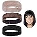 3pcs Velvet Wig Grip Headband Comfort Head Hair Band For Women Elastic Adjustable Hair Fasterner Gift for Mothers - Non Slip, Keeps Wig Secured Prevents Headaches & Hair Loss, Cream + Brown + Black