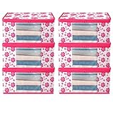 ANKIT INTERNATIONAL Saree Cover Storage Bags Pack of 6 – Non Woven Floral Garment Storage Organizer with Zipper, Breathable Clothes Covers for Sarees, Dresses, Blankets, Wardrobe Storage