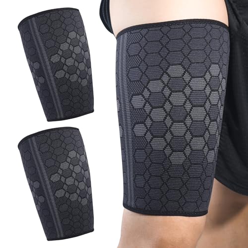 SLEEKEE 2 vendajes de compresión para muslos y muslos para mujer, transpirable, color negro