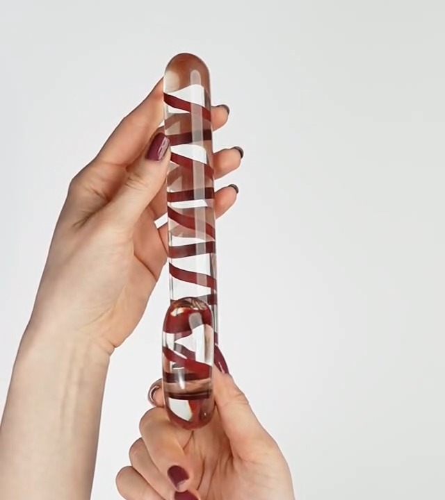 glasdildo zuckerstange Dildo in Zuckerstangen-Optik, 20,5 cm rot ❤️ online bestellen main image 0