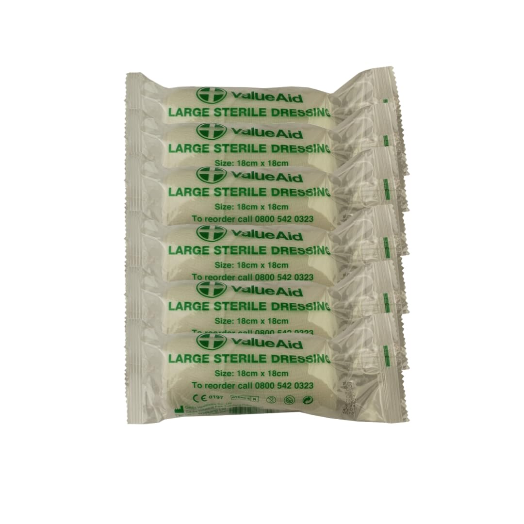 Value Aid Large Sterile Dressing - 18cm x 18cm - Pack of 6