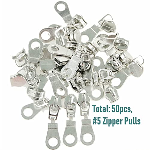 Image of Leekayer #5 Silver Metallic Nylon Coil Zippers by The Yard Bulk 10 Yards Zipper Tape with 25pcs Silver Sliders for DIY Sewing Tailor Craft Bag (Navy Black)
