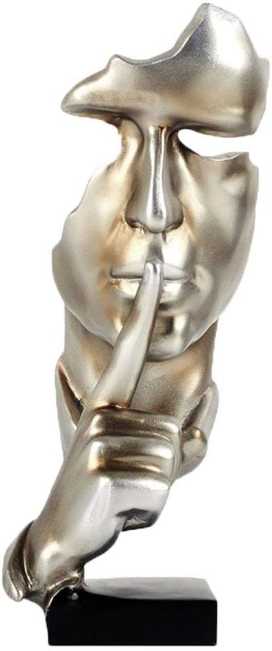 FYYMC Art Work - Silence is Gold, Abstract Sculpture Statue Craft Decoration, Living Room Wine Cabinet Bedroom Room Decorations Office Decoration, Resin 28.5 11 10cm
