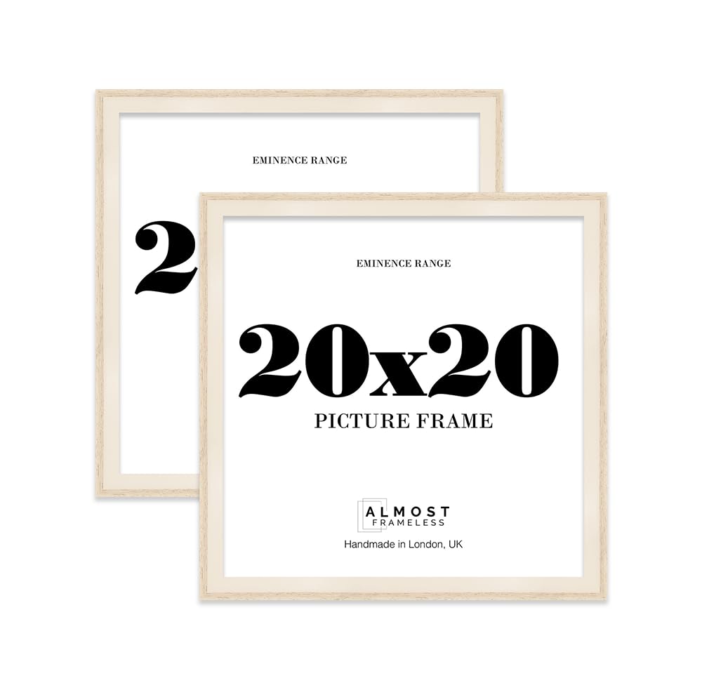 20x20 Oak Picture Frame - Rustic Wood Industrial Effect Photo Frame for Wall Display, Ideal for Posters, Prints & Home Décor, Wall Hooks, 32mm Edge - 2 Pack