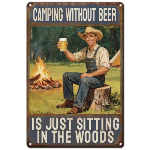 Hobbspring Bars Cartel de chapa de cerveza, granja, vida, vintage, metal, cartel de chapa, restaurantes, cocina, club, puerta de hierro, camping, sin cerveza, 20 x 30 cm, plantas de hoguera