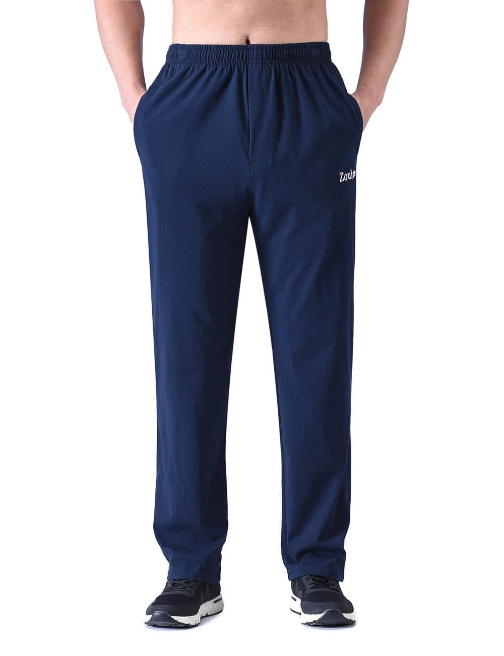 Zoulee Mens Front Zip Open-Bottom Sports Pants Sweatpants Trousers