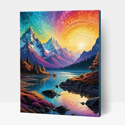 Hlison Paint by Numbers Kit, Mountains Landscape Adult Paint by Numbers Kit for Beginners, DIY Acrylic Painting by Number Kit for Home Decor - 16"x20" Cover
