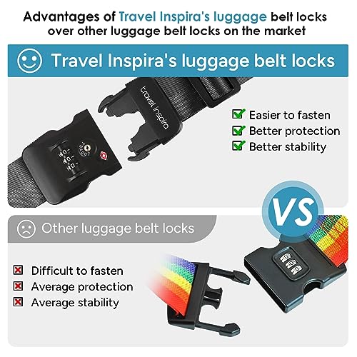 Image of Travel Inspira Luggage Straps for Suitcases with TSA Lock, Protect Your Luggage Anti-Burst, High Visibility Color, Easy to Identify Luggage Adjustable Heavy Duty Belt for 20-28 Inch Suitcases