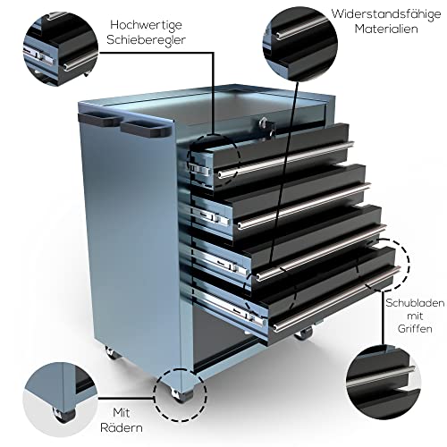 METALLMOBELL - Werkzeugwagen Leer mit Rollen 65x43x81cm, Werkstattwagen Leer, Schubladenschrank Werkstatt, Werkstattwagen Einlage, Werkzeug Wagen, Werkzeugwagen Einlagen, Rollwagen Werkstatt - TH005 – Bild 4