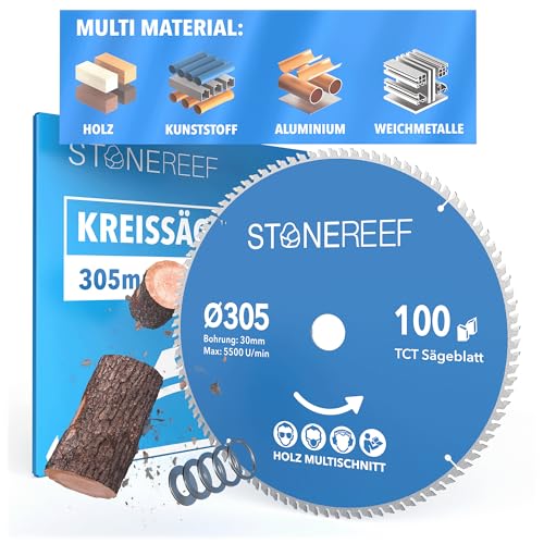 Sägeblatt 305x30 - Kreissägeblatt [inkl. Adapter auf Bohrung 20 &16mm], kompatibel mit Winkelschleifer von Bosch, Makita usw. - Sägeblatt Kreissäge Nagelfest - für Holz