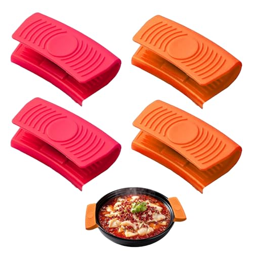 2 Paires Poignées en Silicone (8 x 4.5 cm), Antidérapante, Support de Poignée Casserole,...