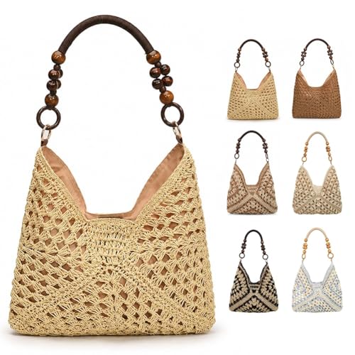 Bolso tejido artesanal de paja para mujer miniatura 1