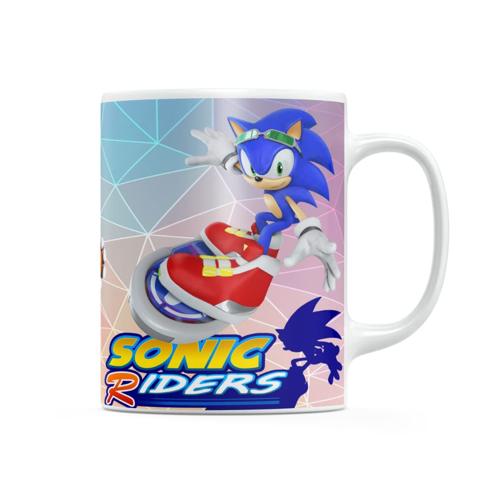 DEEP CREATION Sonic Printed Ceramic Coffee Mug – 330ml White Glossy Cartoon Design Tea & Coffee Cup – Gift Mug for Kids, Boys, Girls – Ideal for Home, Office & Everyday Use