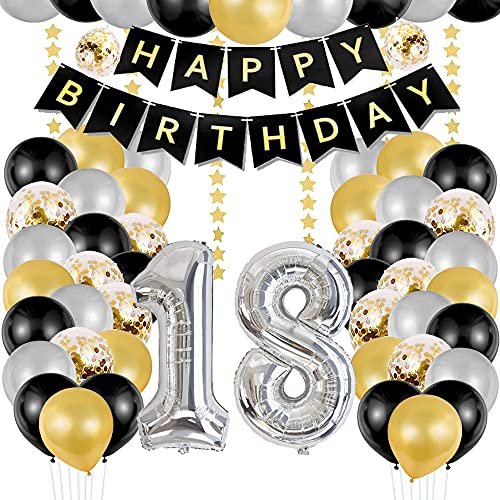 TOPHOPE Luftballon 18. Geburtstag Silber Happy Birthday Folienballon Luftballon Zahlen Geburtstagsdeko Jungen 18 Jahr Riesen Folienballon Zahl 18 Ballon 18 Deko zum Geburtstag Silber Cover