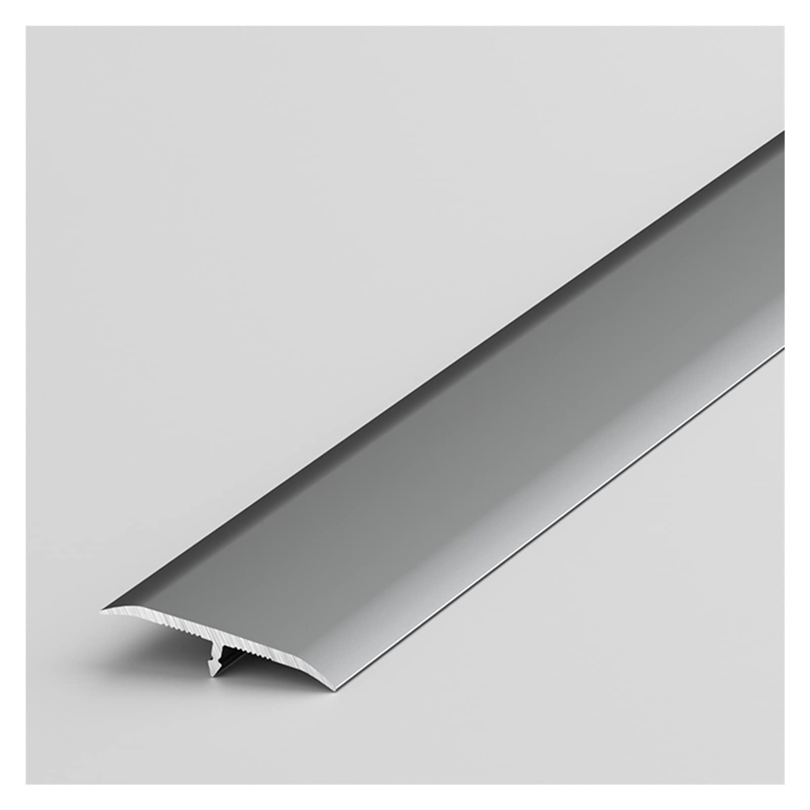 Metal 4cm Width Flooring Edge Trim Cover,Wood to Tile T Molding Matte Floor Transition Strip, Flexible Cuttable Non-Slip Doorway Seam Covering(Gray)