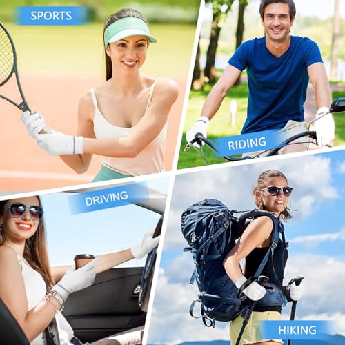 Image of PALAY Hand Gloves for Sun Protection, White Summer Sun Protection Gloves for Women Bike Riding, Cooling Silk UPF 50+ Breathable Hand Glove For Cycling Riding Fishing, Non Slip & Touch Screen