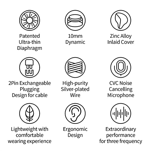 Image of CCA CRA+ in Ear Monitor Earphone, Patented Ultra-Thin Diaphragm Dynamic Driver IEM, Clear Sound & Deep Bass, Wired Earbuds with Tangle-Free Removable Cord
