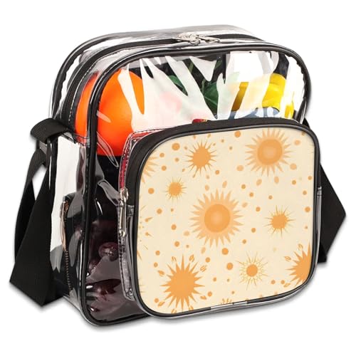 Clear Crossbody Bag Stadium Approved Sun Transparent Bag for Festivals, Sports Events, Concerts,Beach Bag for Women Men Clear Purse with Front Pocket Messenger Bag with Adjustable Strap