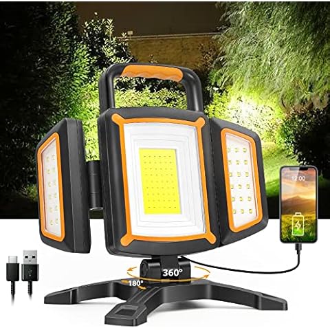 SYLSAR 30W Rechargeable Work Light, 3000 Lumen Magnetic Work Light Battery Powered, Waterproof Portable Cordless Job Site Lighting for Construction Site, Workshop, Garage, Camping, and Car Repairing Cover