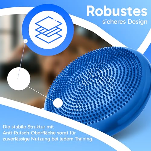 Retoo Ballsitzkissen mit Pumpe, 34cm Durchmesser, Balancekissen, Orthopädisches Sitzballkissen, Luftkissen, Pad, Sitzkissen, Bürostuhl, Balance Kissen für Core, Yoga