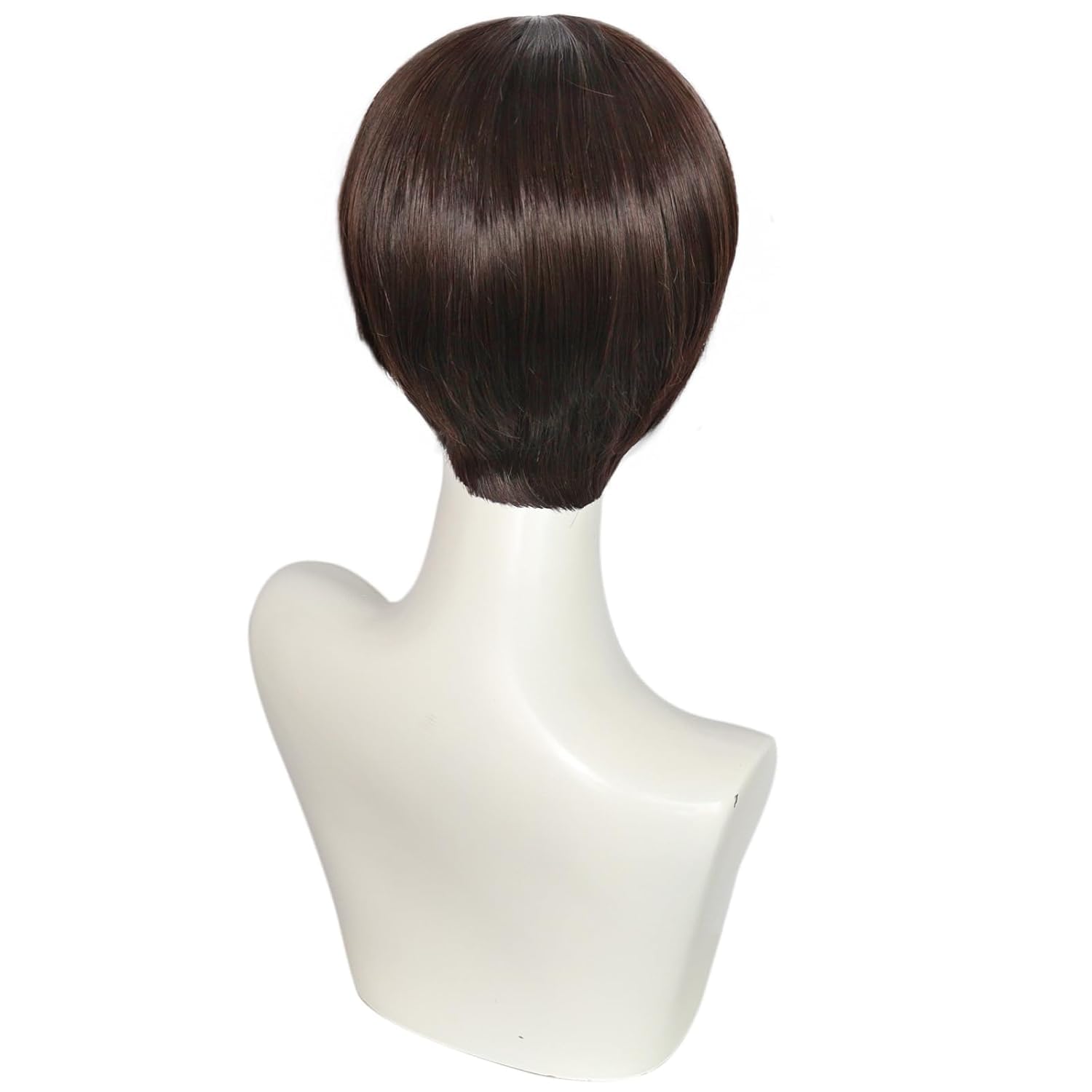 Short Brown Bowl Cut Wig with Bangs + Glasses Mushroom Wig Bowl Cut Wigs Funny Wigs for Men 60s Women Straight Adult Synthetic for Anime Halloween Costume Party + clarahead Hair Cap - Image 4