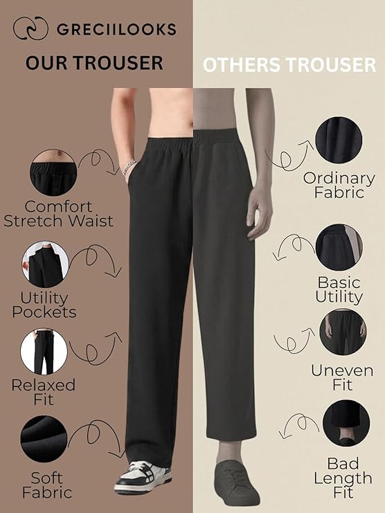 Image of GRECIILOOKS Men's Loose Mid Rise Regular | Sports Stylish Track Pant | Trouser (Available in Plus Size)