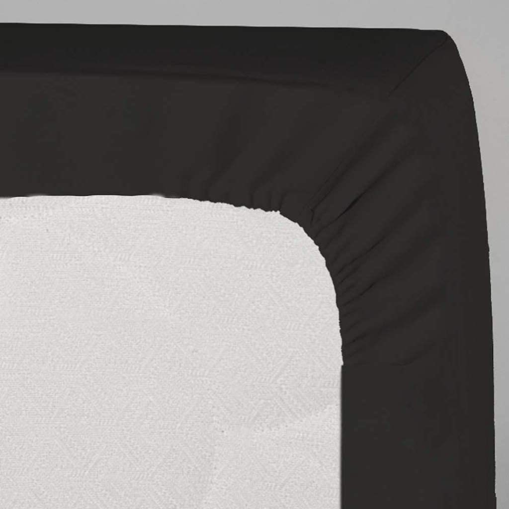 LARA MORADA - Set Completo Lenzuola Matrimoniali, 100% Cotone, Made in Italy, Tinta Unita, per Letto Matrimoniale 2 Posti, Nero
