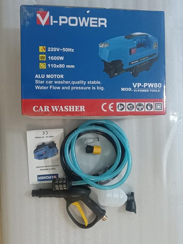 Image of VI Power Pressure Washer VP-PW80 ? High-Performance Cleaning Solution 1600w 180 bar Pressure | 7 Litre /min Flow Rate | 8 Meters Outlet Hose provided | All Spare Parts Available Across India.