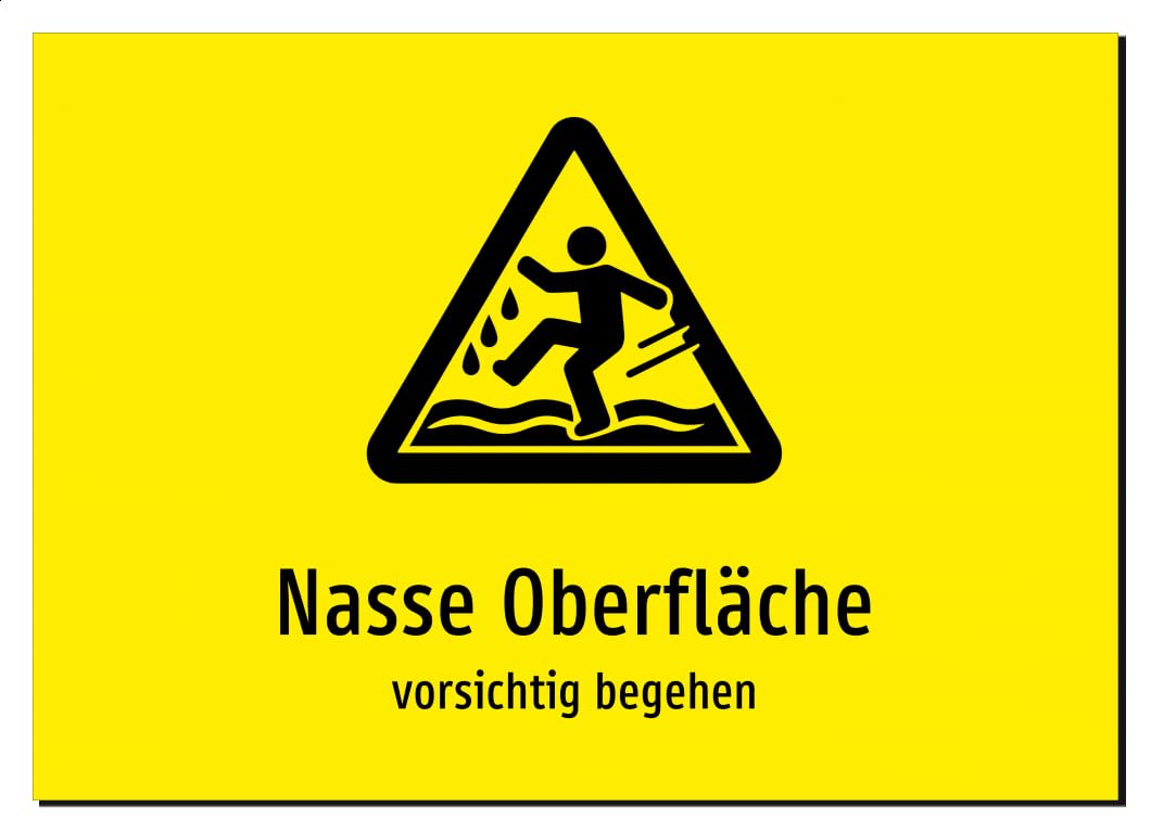 36831-DE-S-06 | Nasse Oberfläche - vorsichtig begehen | Aluminiumschild A5, 210 x 148mm | mit Symbolgrafik und Text