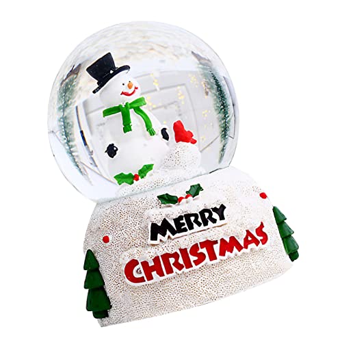 Bola de Cristal Navideña, Luz Nocturna Luminosa, Decoración de Escritorio, Regalo Bonito para Niños, Batería de Botón LR41 de Resina X 3 (Viejo Pequeño) (Viejo Pequeño) (Muñeco de nieve