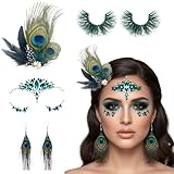 Thème : cet ensemble de bijoux en plumes présente un design élégant et magnifique, comprenant des épingles à cheveux en plumes, des boucles d'oreilles en plumes, des cils en plumes et des autocollants pour le visage en pierres précieuses, vous emmenant dans le monde charmant des plumes et dégageant une brillance charmante.