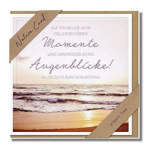 bsb - Karte zum Geburtstag - Nature Card - Nachhaltige Karten zum Geburtstag - Geburtstagskarten mit Umschlag - Geburtstagskarte Frauen & Männer - Glückwunschkarte 15 5 x 15 5 cm - Meer Motiv