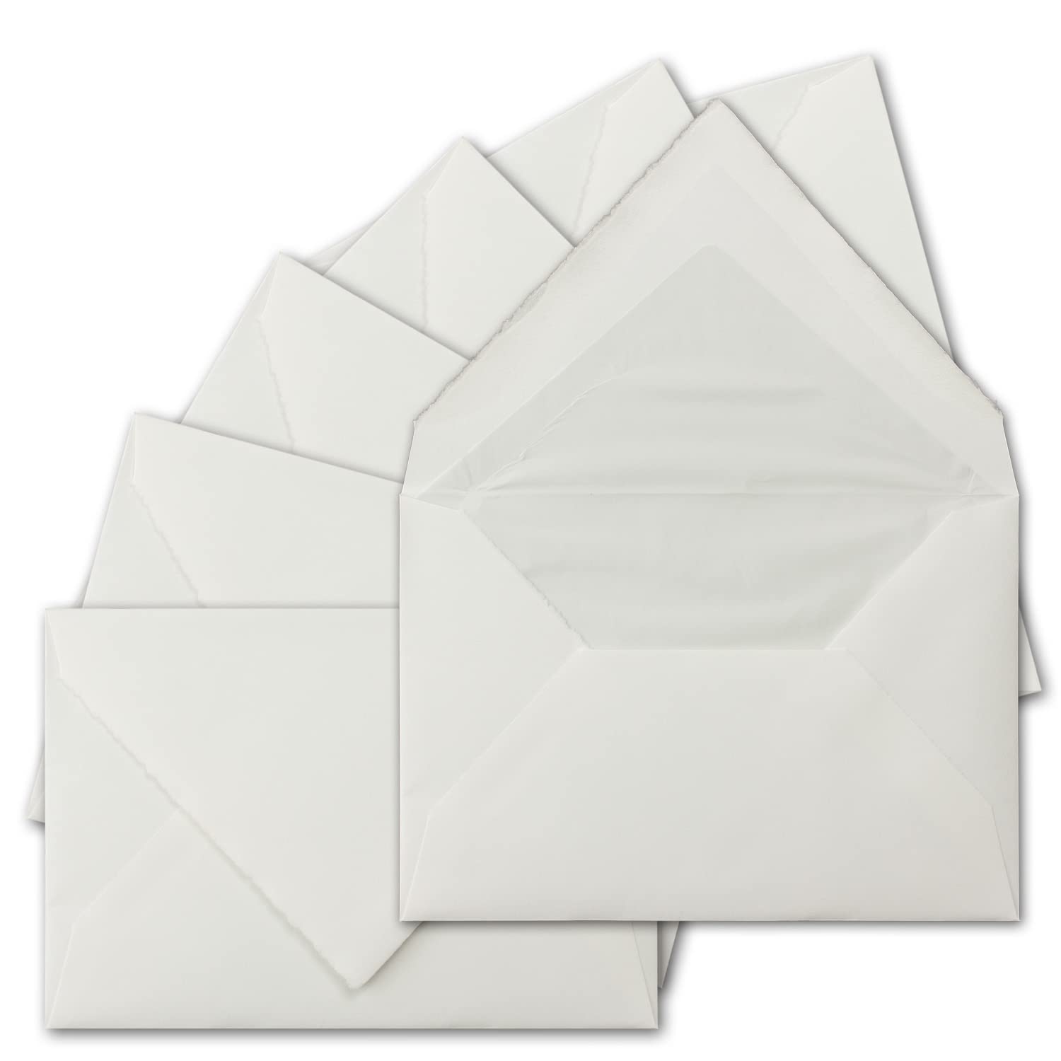 200 x DIN A6 Vintage zestaw kartek składanych z wyściełanych kopert, papier czerpany, 105 x 148 mm, podwójne, naturalna biel, kartki z papieru czerpanego