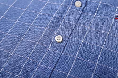 Image of SANGTREE Men & Boy Striped Multicolor Oxford Cotton Shirt,Comfortable Fit,Short Sleeve Collared Shirt