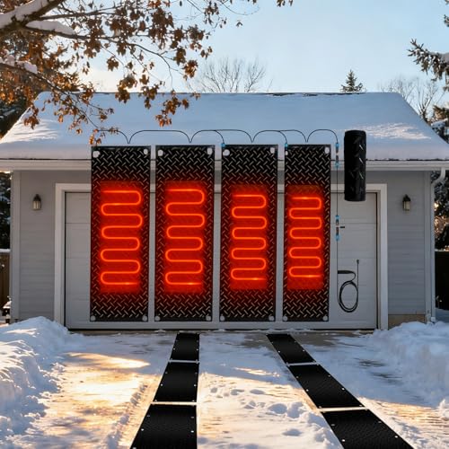 屋外用融雪マット 滑り止め 加熱式除雪マット 省エネ設計 玄関・階段・通路の凍結防止 安全で暖かい冬対策ヒーターラグ 4pcs 36*762cm