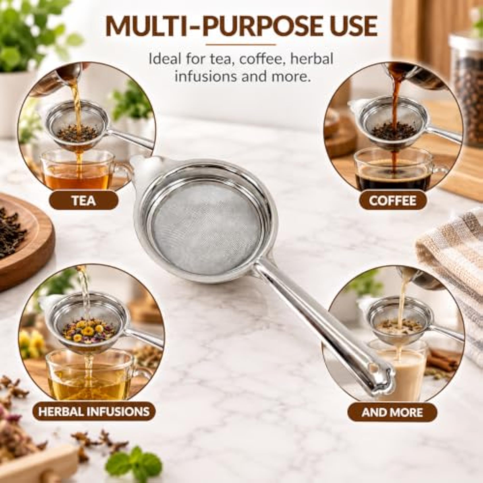 Stainless Steel Tea Strainer with Long Handle