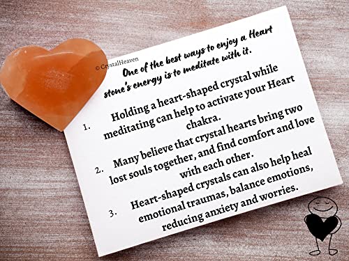 Image of Certified Large Orange Selenite Crystal Heart Palm Pebbles Stones for Anxiety Stress Relief Massage - AAA Grade Original Healing Gemstone Agate Heart Palm Stone for Yoga Meditation Spiritual