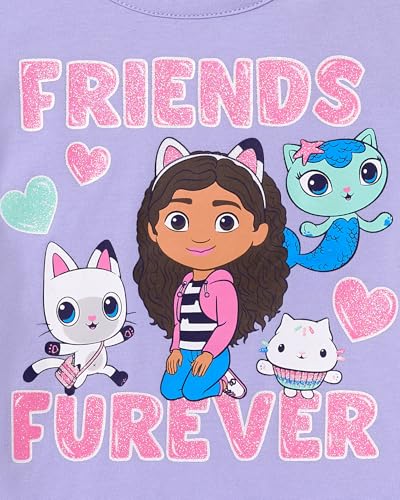 Gabby's Dollhouse Friends Furever T, Girls Cute Short Sleeve Shirts for Toddlers, Purple3
