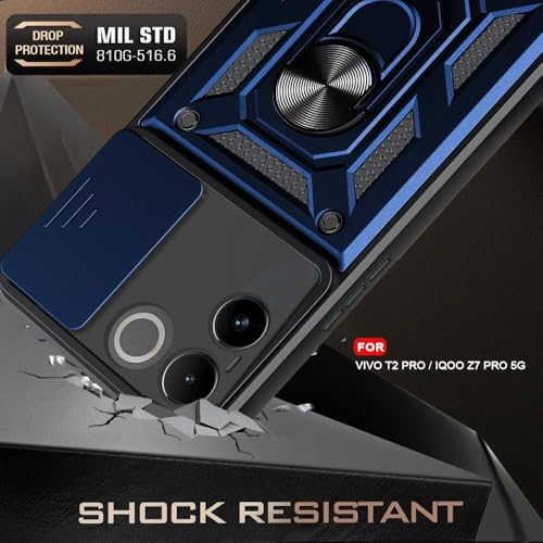 Image of AIBEX Back Cover for Vivo T2 Pro 5G / iQOO Z7 Pro 5G | D10 Tough Armor Case | Sliding Camera Shield | 360 Protection | Kickstand Ring Holder | Military-Grade Shockproof Bumper Case