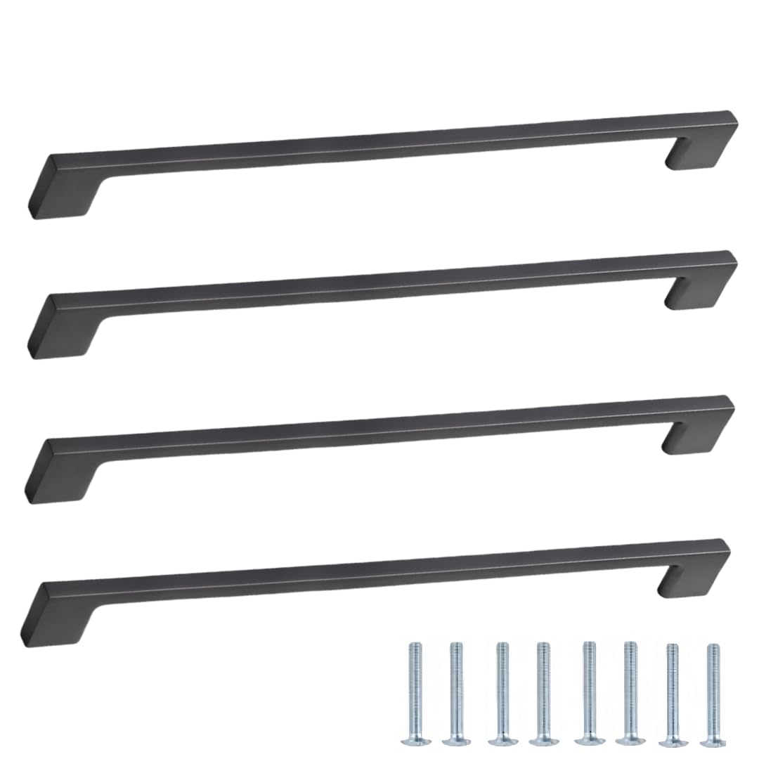 NLQCSXWEP Zinc Alloy Cabinet Bow Handle, Zinc Alloy Cabinet Handles 4 pcs Gray Multiple Sizes Single Hole(6237-320mm)