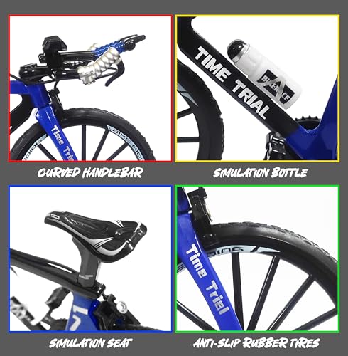 Image of VGRASSP 1:8 Scale Die Cast Racing Bicycle Toy for Kids - The Alloy Metal Off-Road Decorative Showpiece Realistic Design Bike Features Moveable and Rotating Handle, Wheels, Pedals (Blue)