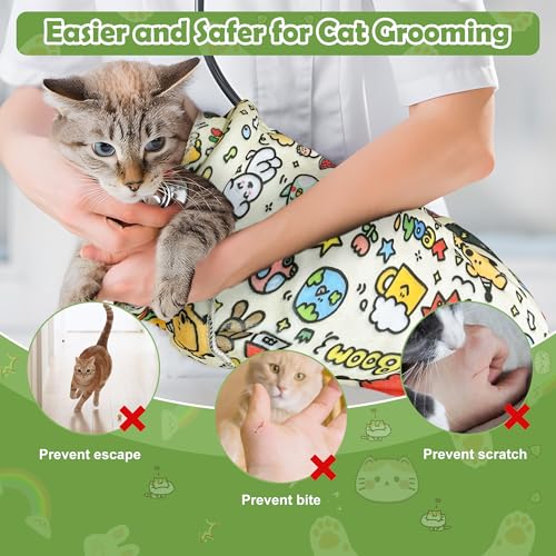 Image of Cat Grooming Wrap with Cat Nail Clipper(27.6 inchx27.6 inch), Cat Restraint Wrap for Cutting Nails Anti Scratch /Bite /Escape, Large Cat Swaddle Wrap, Cat Grooming Supplies