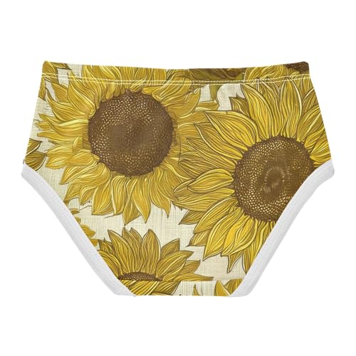 Vintage Sunflowers Yellow Brown Beige Girls Underwear Toddler 2t Cotton Panties for Girl Colorful Briefs Undies Kids2