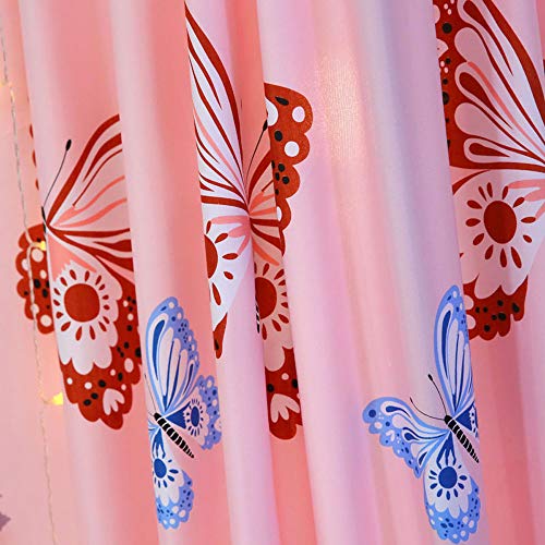 Mengersi Princess Butterfly Canopy Bed Curtains For Girls Pink Bed Drapes Curtains Room Decor Twin Size #TOP2