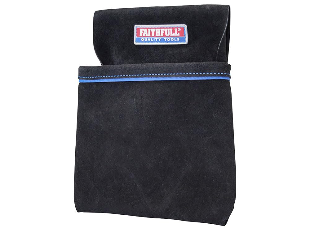 Faithfull Single Pocket Nail Pouch - Tool Pouch Looped for Separate Belt for Carpenters Roofers & Joiners - Black - Image 2