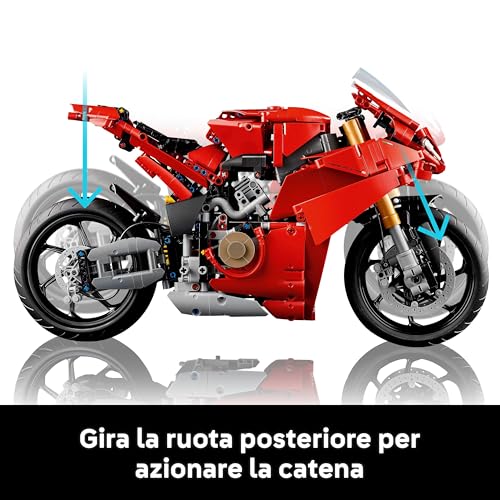 Technic Motocicletta Ducati Panigale V4 S, Modellino da Costruire per Adulti, Idea Regalo Uomo, Donna, Papà, Mamma, Fidanzato e Fidanzata, Kit Modellismo da Collezione per Fan delle Moto 42202 - Lego - Immagine 6