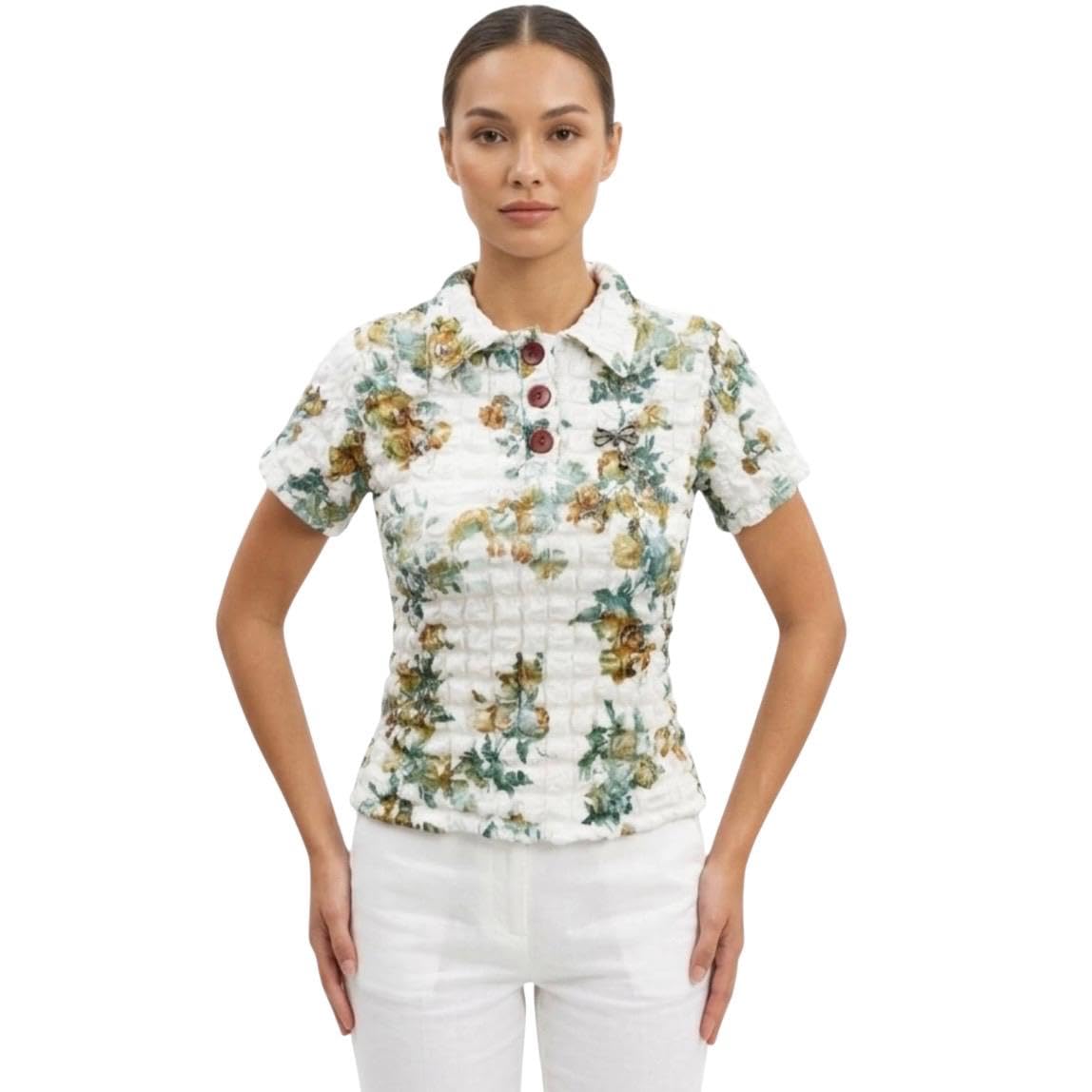 Women's Textured Polo Neck Crop Top - Slim Fit Casual Summer Wear for Everyday Style-image-30