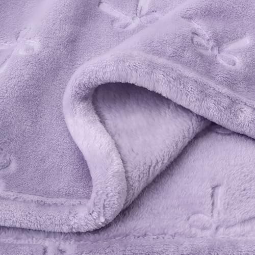 Image of BORITAR Baby Blanket with Bow Design, Fleece Infant Toddler Blankets for Girls Boys, Warm Lightweight Breathable Newborn Receiving Blankets for Crib Stroller(30x40 Inch, Purple)