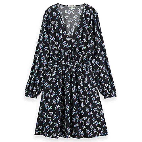 Scotch & Soda Women's Elasticated Waist Mini Dress, Pansy Ikat Black 5642,...
